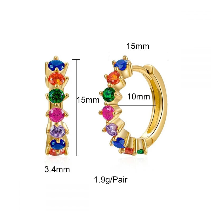 KEYOUNUO Gold Filled Stud Earrings Set For Women Ear Cuffs Colorful Zircon Dangle Hoop Earrings Fashion Party Jewelry Wholesale