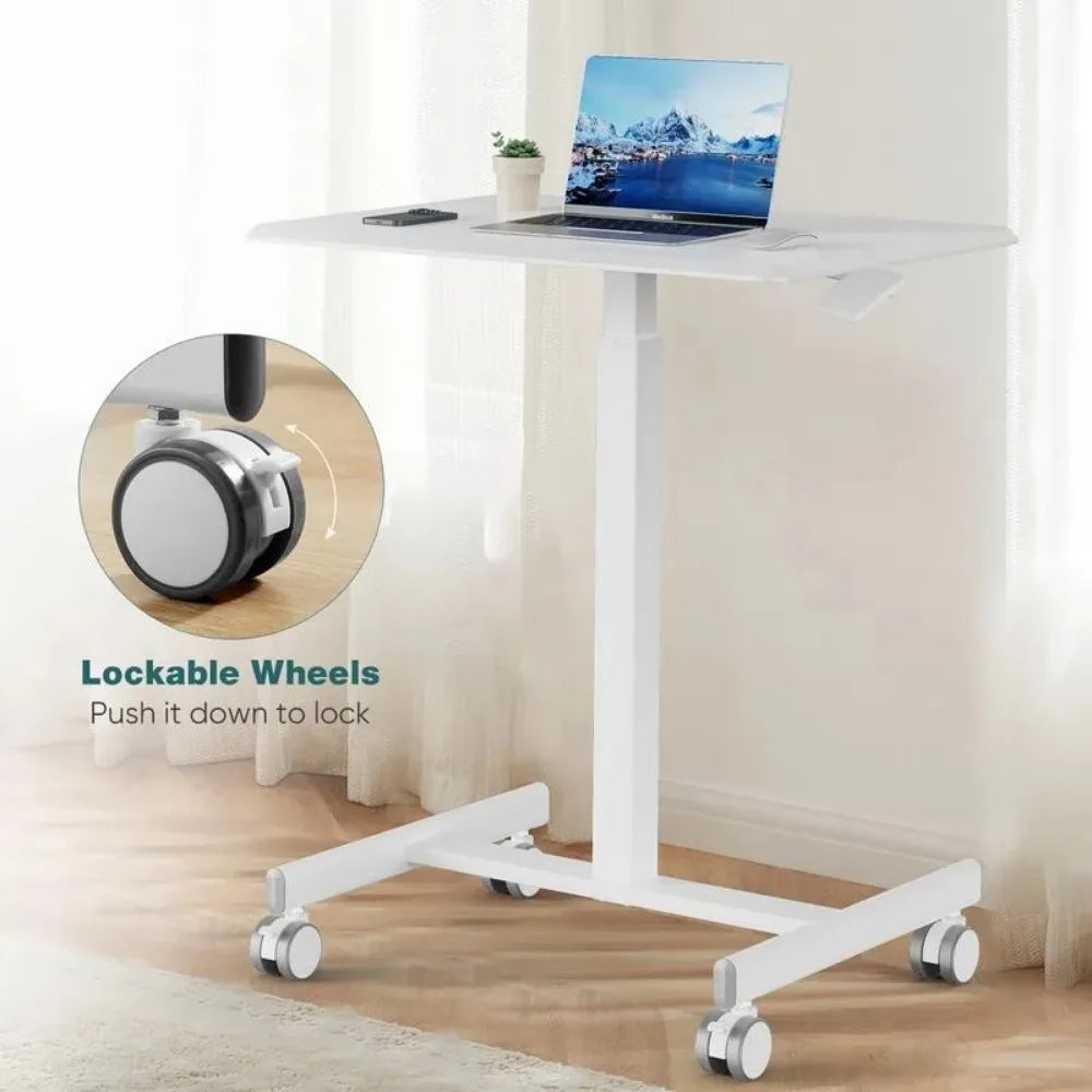 Indoor Furniture Tables & Desks Adjustable Height Mobile Small Standing Desk - Sit Stand Desk, Portable Rolling Laptop Desk