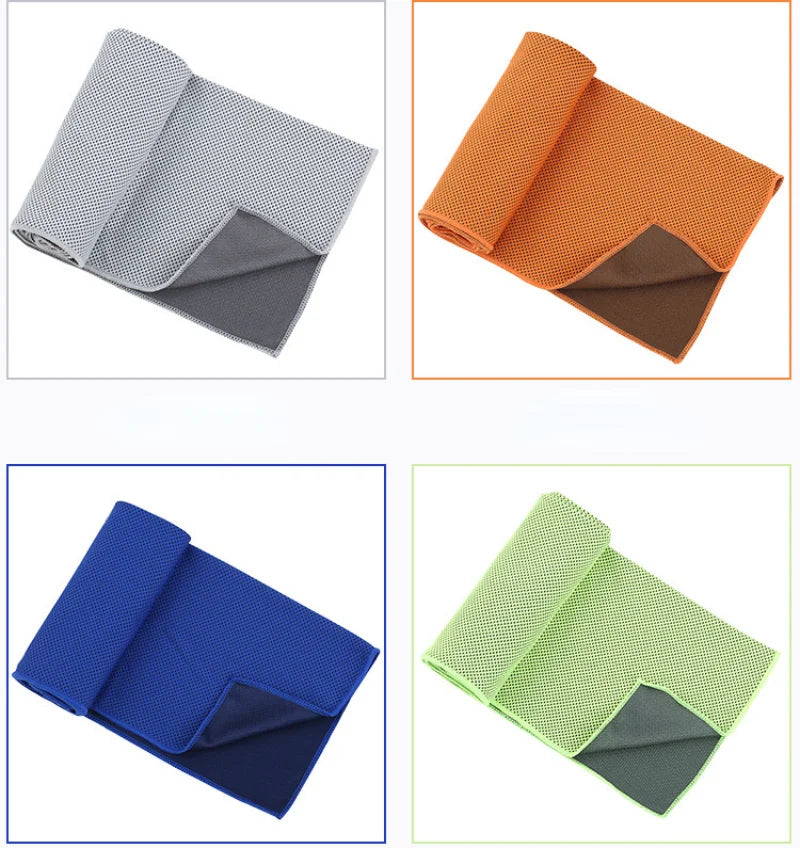 Portable Mini Silica Gel Set Cold Towel Polyester Fiber Outdoor Cooling Towel Fitness sports gym Running quick Dry Cool Towel