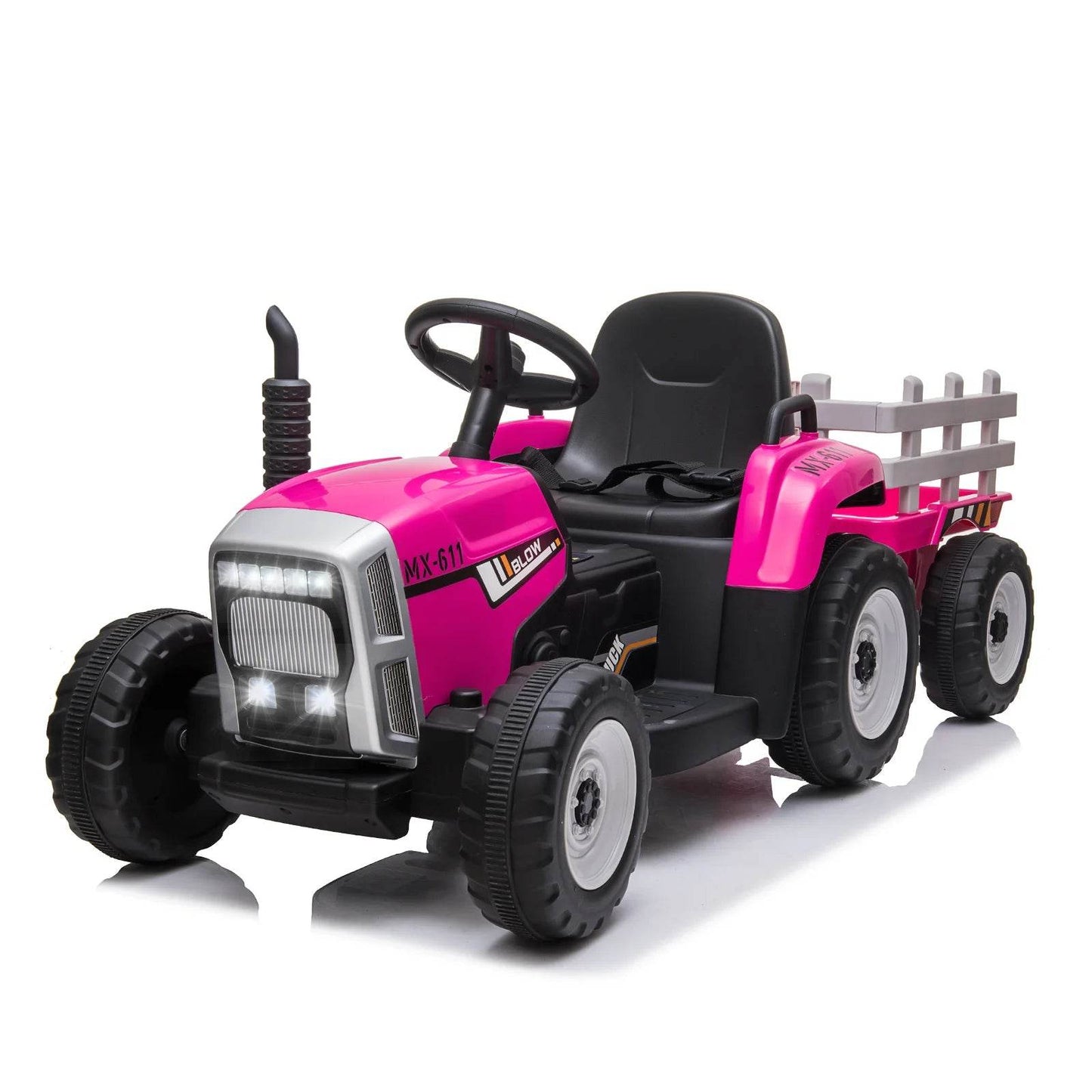 12V Kids Electric Ride on Tractor Car & Trailer W/MP3 Player & LED Light Remote Control Battery Powered Gift for Xmas - MarvelouStoree