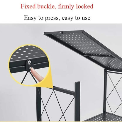 One-Second Foldable Storage Racks Folding Kitchen Organizer Shelf Standing Multi-Layer Storage Rack Movable Organizing Shelves