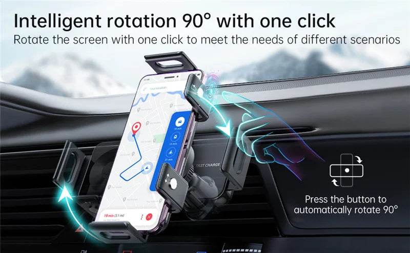 Dual Coil Fold Screen Car Wireless Charger For Samsung Galaxy Z 4 3 Fold Flip iPhone 15 14 Fast Phone Charging Vent Mount Holder - MarvelouStoree