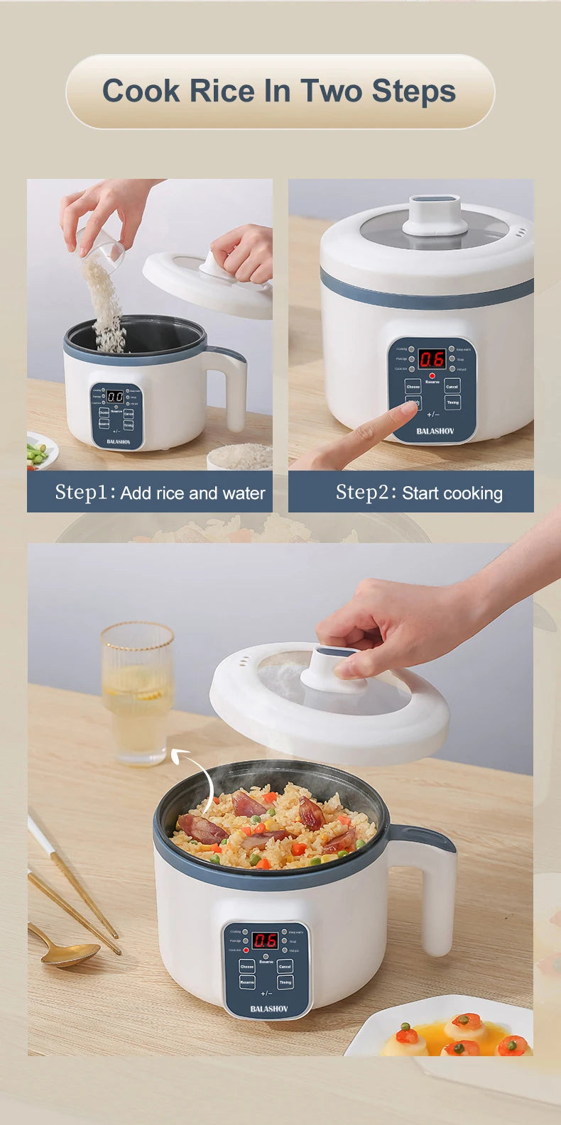 Mini Electric Rice Cooker Household Multicooker Steamer Single/Double Layer Rice Cooker Auto Rice Cooker Appliances for Kitchen