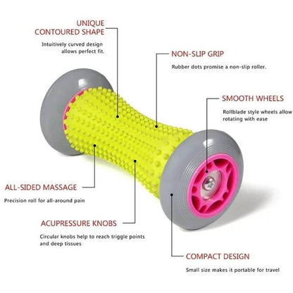 Foot Massage Roller Fascia Roller Full Body Muscle Manual Massage Leg and Neck Relaxation Device Blue and Pink - MarvelouStoree