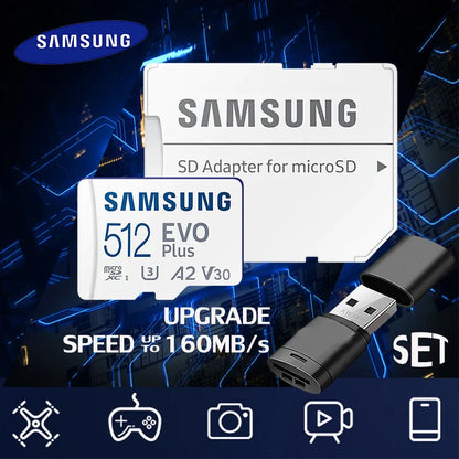 SAMSUNG EVO Plus Memory Card 32GB/SDHC 64GB/128GB/256GB/512GB SDXC Micro SD/TF Flash Cards MicroSD UHS-1 For Phone Drone Camera