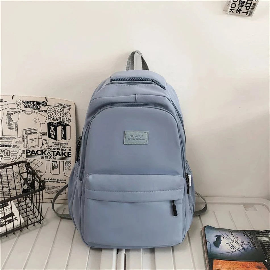 2024 New Solid Color Fashion Lady High Capacity Waterproof College Backpack Trendy Girls Laptop School Bags Girl Travel Book Bag