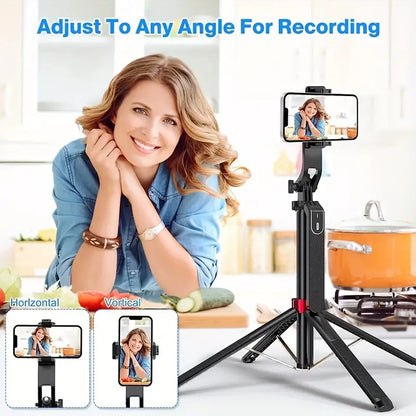 Portable camera tripod with wireless remote control and 360 ° rotation for video recording, video recording, and live streaming