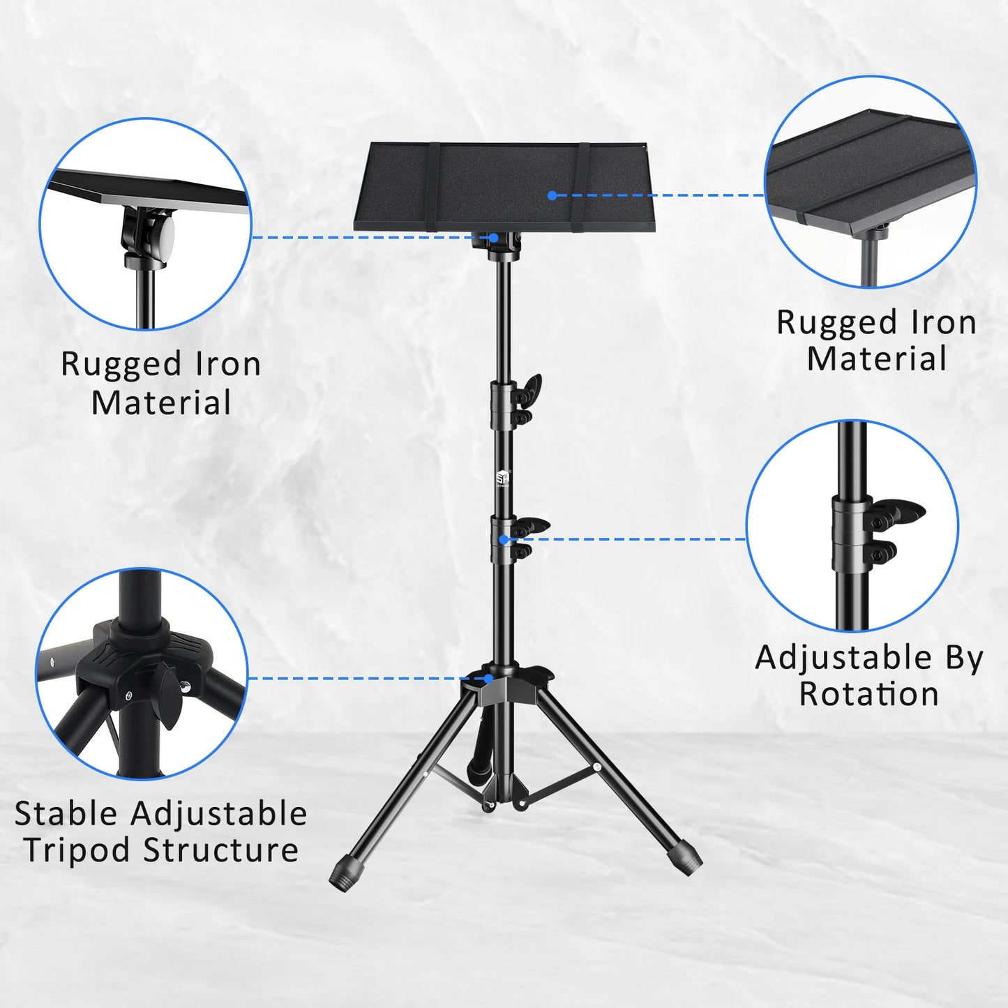 SH 102CM Projector Tripod Stand With Trays Laptop Tripod,Portable Projector Floor Stand Adjustable Height With Hose Phone Clip