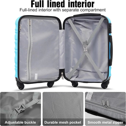 Luggage Set 4 Piece Luggage ABS hardshell TSA Lock Spinner Wheels Luggage Carry on Suitcase WHITE-BROWN, 6 piece set