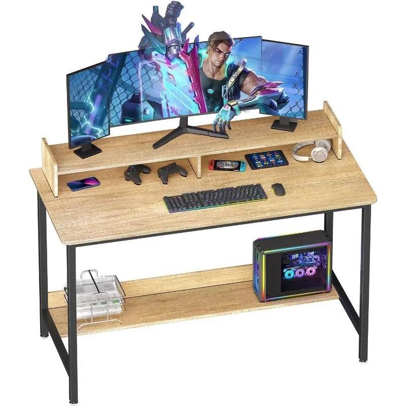 Computer Desk with Shelves, 32 Inch Gaming Writing Desk, Study PC Table Workstation with Storage for Home Office - MarvelouStoree