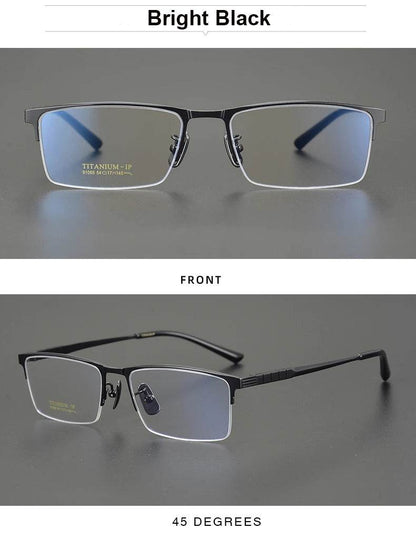 Business Pure Titanium Glasses Frame Men Fashion Square Half Rim Eyeglasses Unique Design Gold Color Eyewear Oculos 91065 - MarvelouStoree