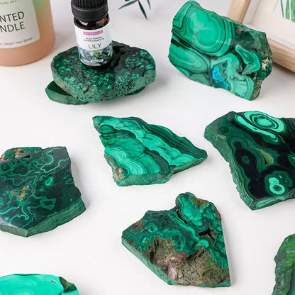 New Malachite Crystals Natural Crystal Malachite Slice For Home Decoration Polished Slab Rock Healing Crystals Malachite Stones