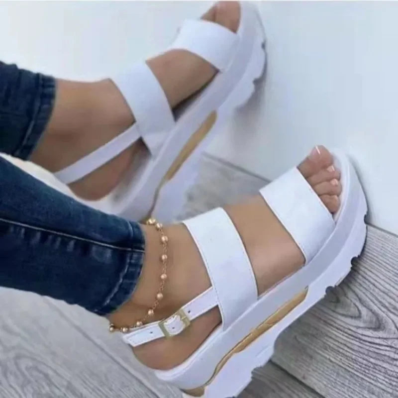 2024 Women Summer Platform Sandals Buckle Strap Open Toe Thick Bottom Punk Ladies Casual Flats Beach Shoes Sandalias De Mujer