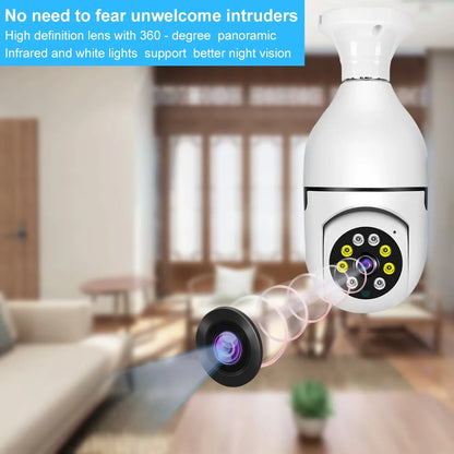 5G Wifi E27 Bulb Night Vision Camera Surveillance Full Color Automatic Human Tracking 4X Digital Zoom Video Security Monitor Cam