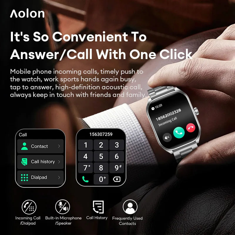 Aolon 2.01" Curved Screen Smartwatch Men Call Sports Waterproof Wrist Watches Fitness Bracelet Women Watch Clock Smart Watch