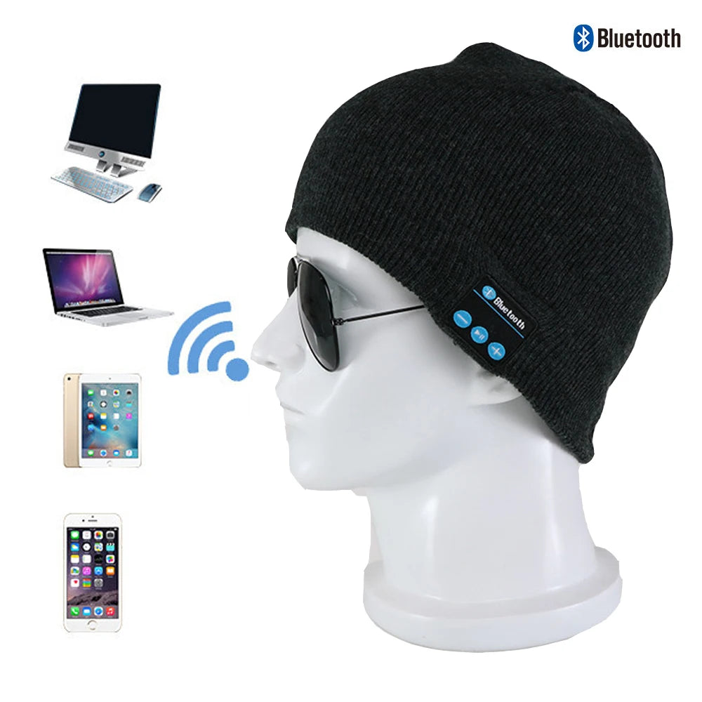 Winter Wireless Bluetooth-compatible Headphone Hat Earphone Sport Music Knitted Headset Cap With MIC Works On All Smartphones