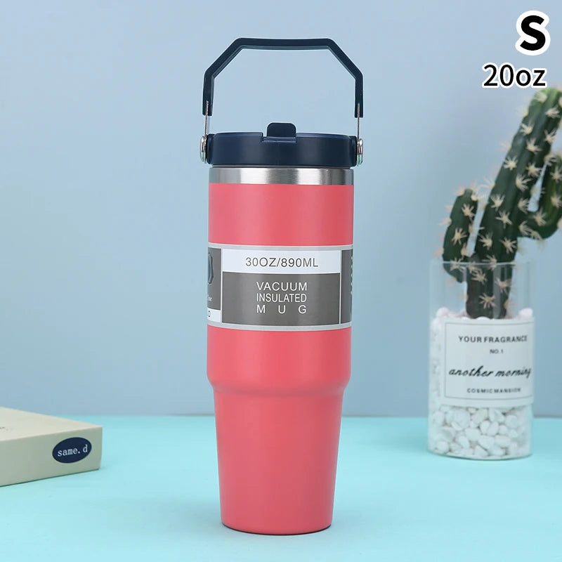 20/30oz Vacuum Insulated Tumbler Stainless Steel Coffee Cold Cup With Straw Insulated Water Bottle Thermal Water Tumbler Cup