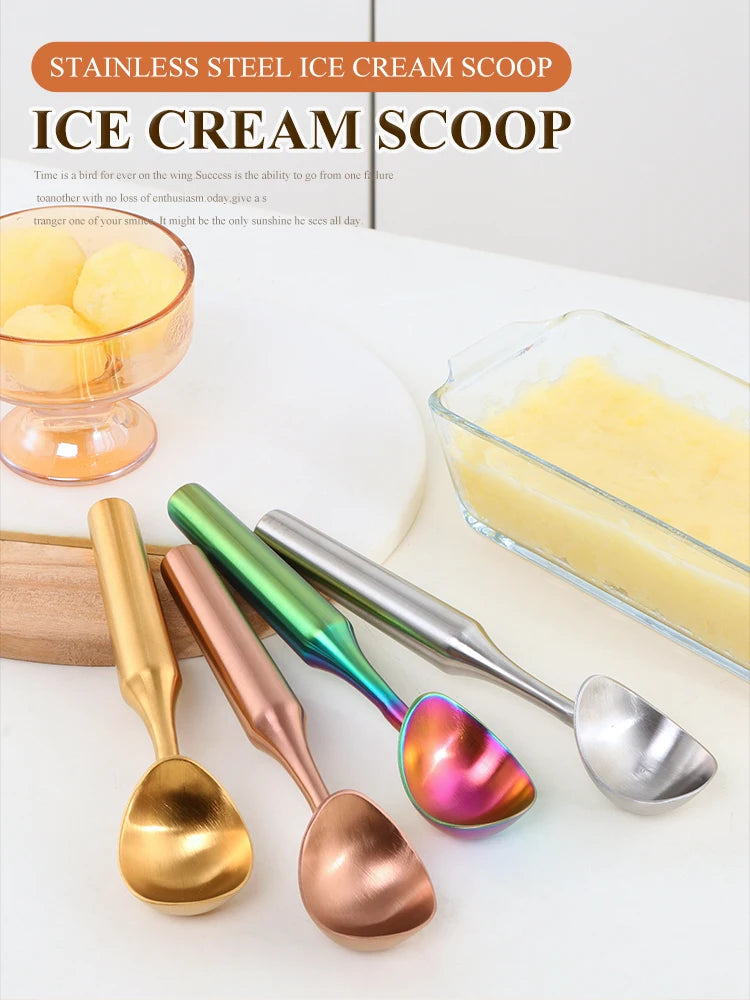 1PC Ice Cream Scoops Stainless Steel Ice Cream Digger Non-Stick Fruit Ice Ball Maker Household Watermelon Ice Cream Spoon Tool