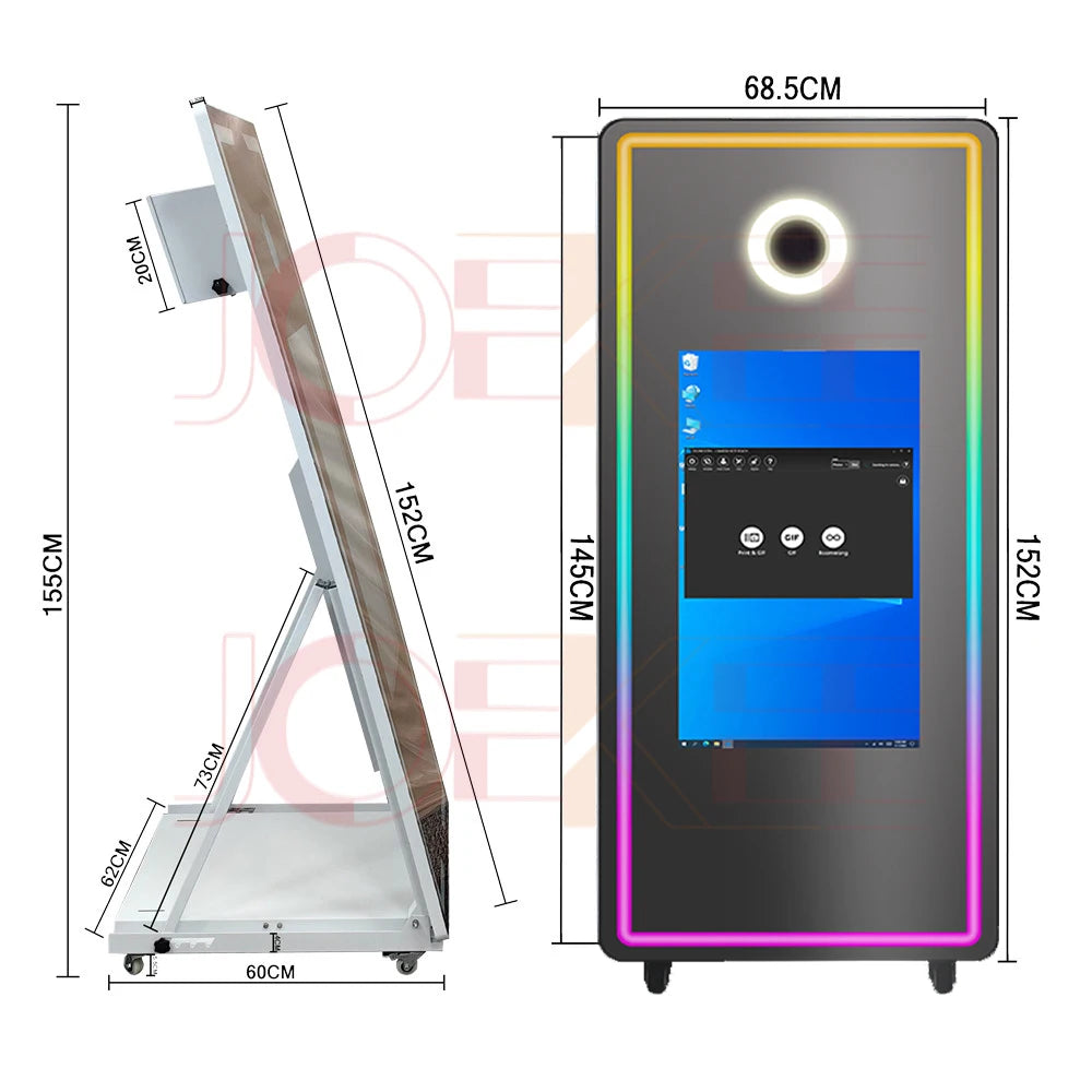 Portable Mirror Photo Booth Selfie Machine 32in Touch Screen Built-in Mini PC 65 inch Magic Mirror Photo Booth for Partys Events