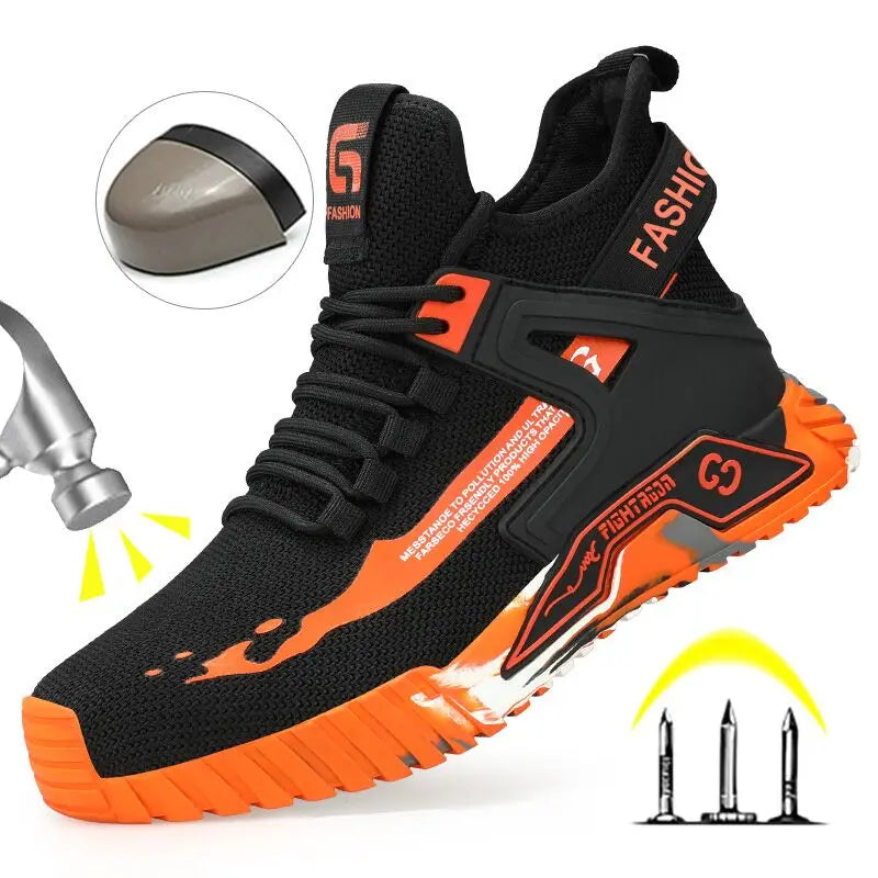 High top Safety Shoes Men Steel Toe Work Shoes Men Anti-puncture Safety Shoes Woman Work Safety Boots Man Indestructible Shoes