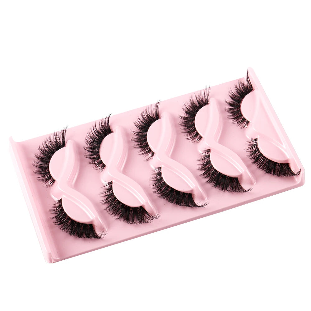 5 Pairs Cat Eye Lashes Faux Mink Eyelashes Natural Long Manga Lashes Winged End Eye Elongated Eyelashes Fake Lashes Makeup