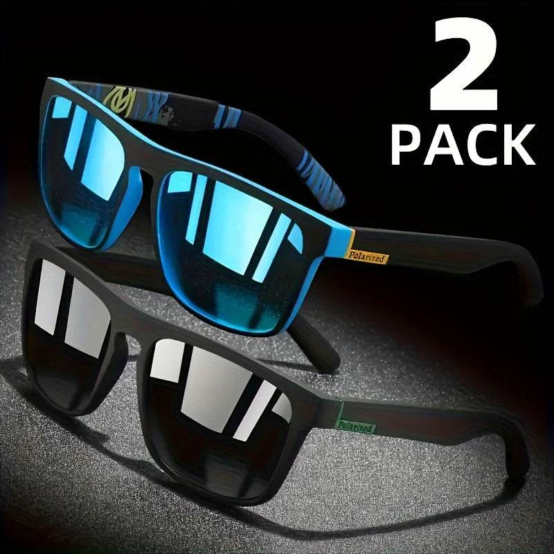 2pcs Square Polarized Sunglasses Anti Glare Sun Shades For Summer Party Vacation Travel Driving Fishing - MarvelouStoree