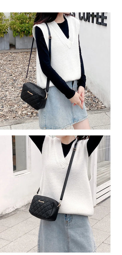 Small Messenger Bag For Women Trend Lingge Embroidery Camera Female Shoulder Bags Fashion Chain Ladies Crossbody Purse 2024