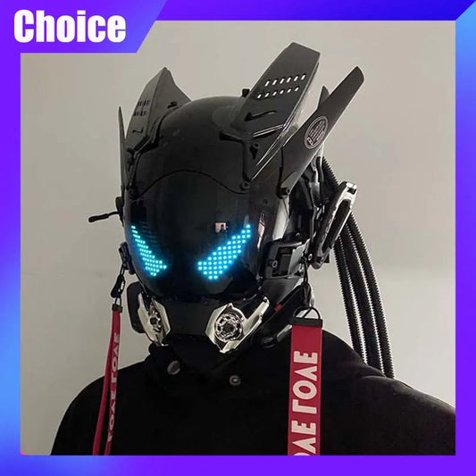 Cyberpop Punk Mask Light Up Rolling Subtitles Screen Mask Cosplay Mech Soldier Technology App Control Helmet Role Play Xmas Gift