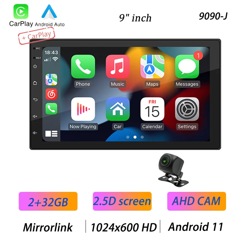 BQCC 4core 2 Din Car Radio Androidauto Carplay Android 13 GPS Car Audio 7"/9"/10" WIFI BT IPS Automotive Multimedia Player