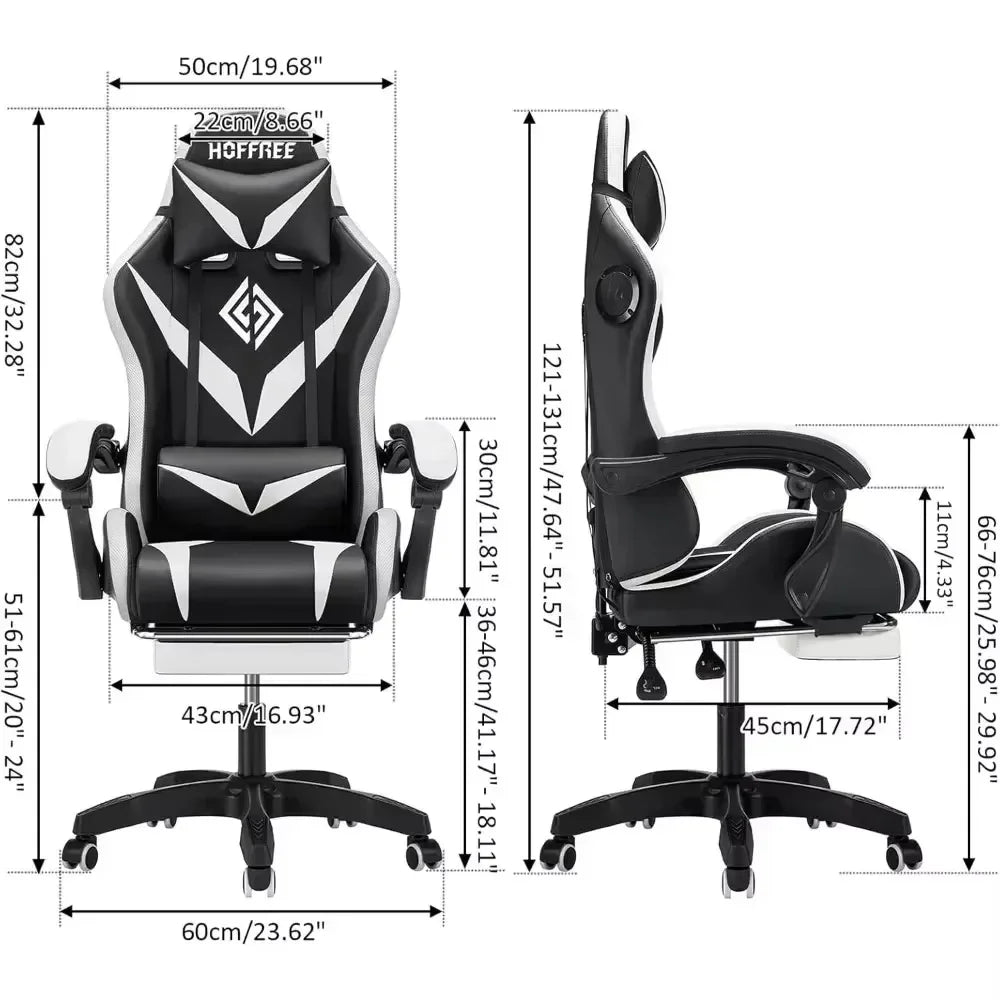 Office Chair with Bluetooth Speaker and LED Light, Ergonomic Gaming Chair with Massage Function