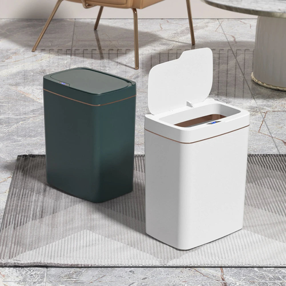 15/18L Automatic Trash Bin Quiet Intelligent Touchless Trash Can Rechargeable Auto Motion Sensor Rubbish Can for Bathroom Toilet