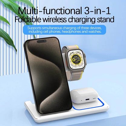 30W LED Fast Wireless Charger Stand 3 in 1 Foldable Charging Station For iPhone 15 14 13 12 11 Apple Watch 9 8 7 6 5 Airpods Pro - MarvelouStoree