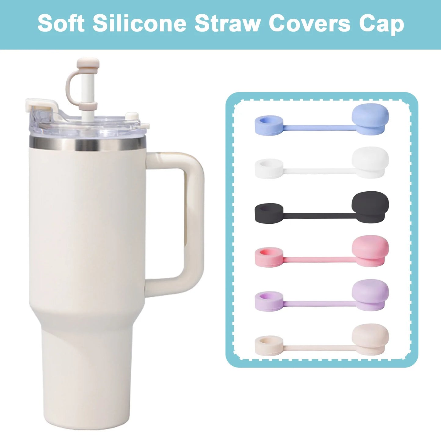 2024Straw Covers Cap Reusable Silicone Straw Toppers For Stanley Cup Leak-Proof Dust Proof Straws Cover Tumbler Accessories 2024