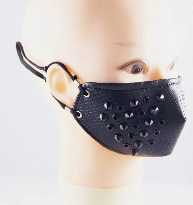 Headworn Mask Metal Willow Nail Hollow Anti Bite Mask Cyberpunk Black Photography Knife Stage Performance