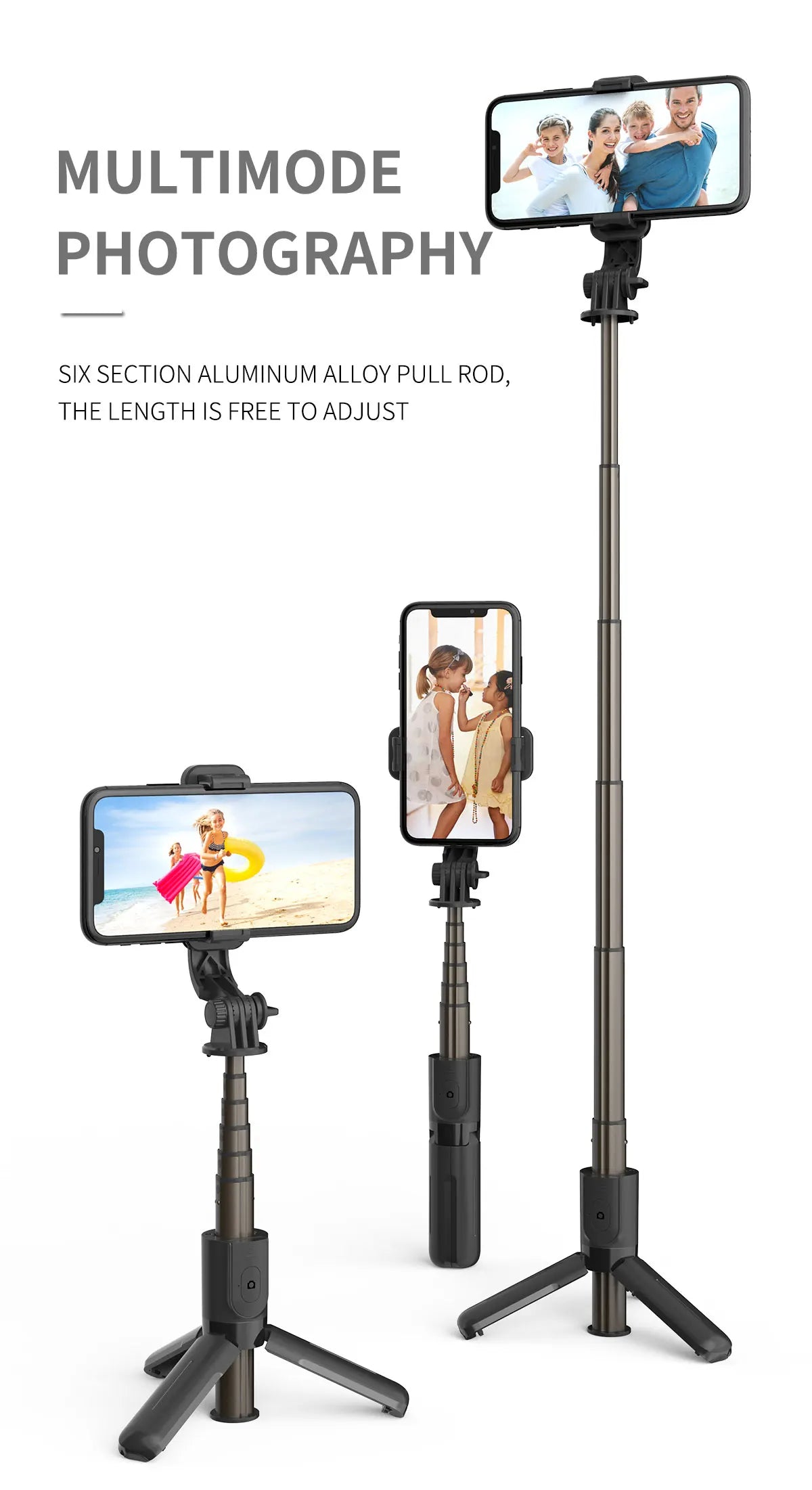 Wireless Selfie Stick Tripod Stand Foldable Monopod For Gopro Action Cameras Smartphones Balance Steady Shooting Live