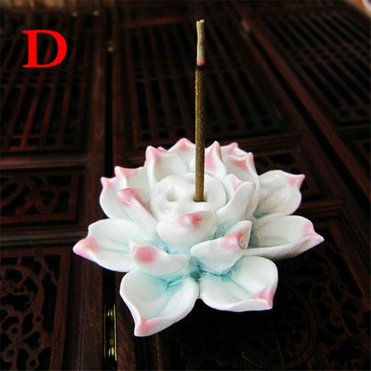 Handmade Lotus Incense Stick Holder Ceramic Sandalwood Incense Holder Home Teahouse Office Decor Aromatherapy Censer