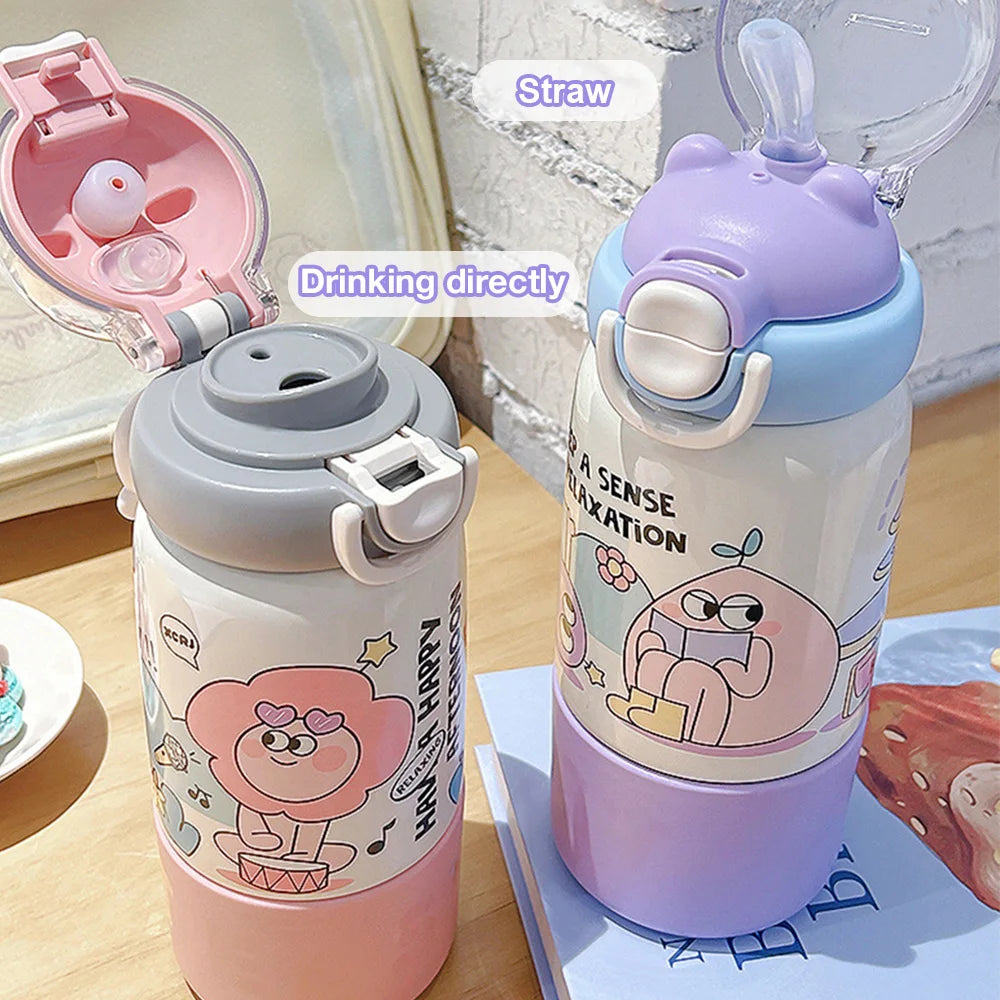 500ML Cartoon Kids Thermos Bottle Cute Children's Thermal Water Bottle 316 Stainless Steel Thermos Mug For Outdoor Water Cup ﻿