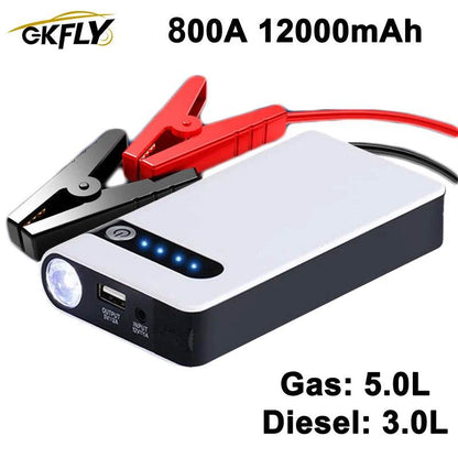 GKFLY Car Battery Jump Starter 8000mAh Portable Car Battery Booster Charger 12V Starting Device Emergency Booster - MarvelouStoree