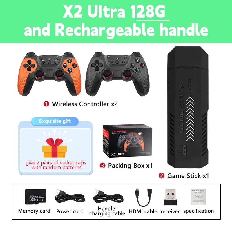 X2 Ultra Video Game Stick Console Or ONLY 2.4G Double Wireless Controller 4K HD30000 Games 128G Retro Games Christmas Gift - MarvelouStoree