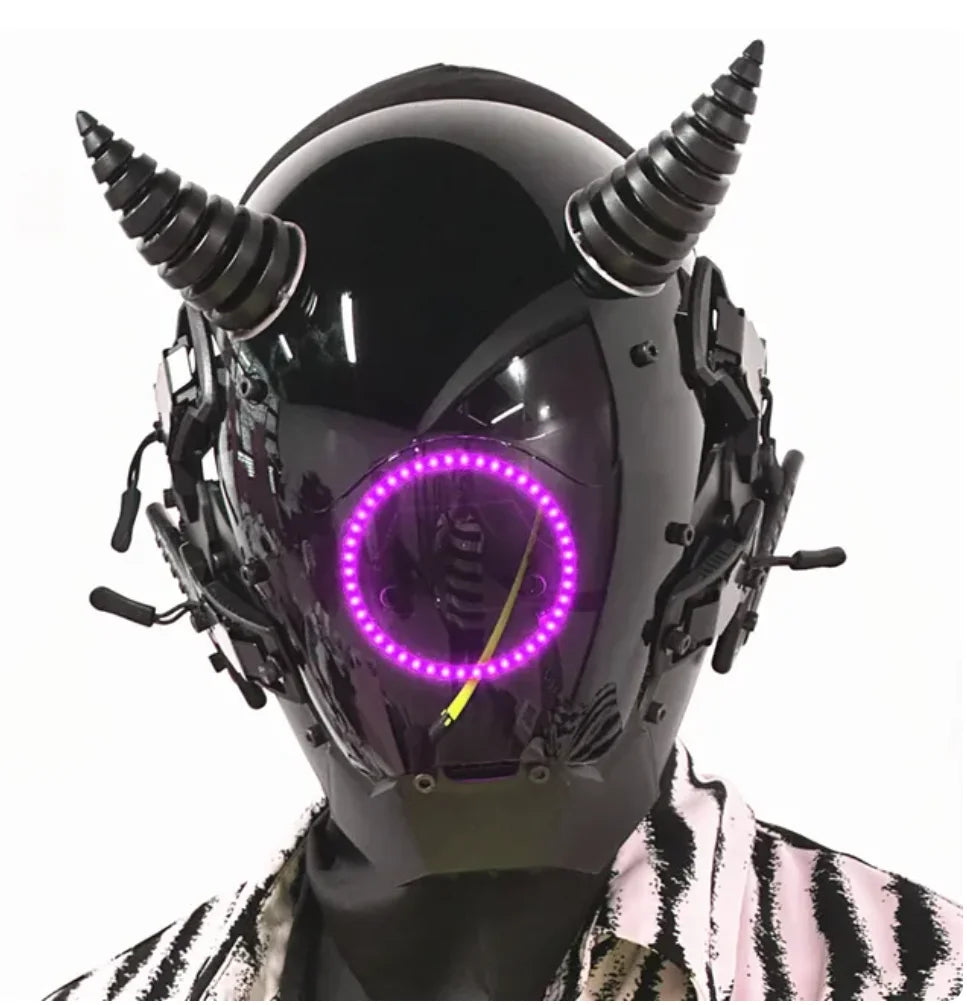 Cyberpunk Mask Led Lighting Cosplay Helmet Halloween Christmas Gift Music Festival Party For Adults