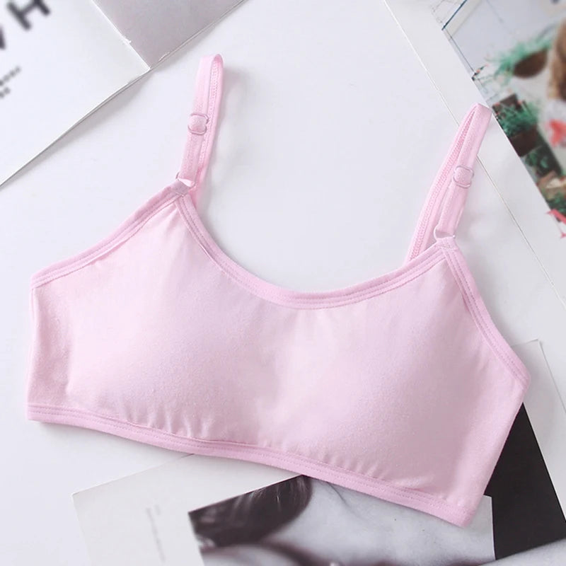 4pcs/set Teenage Girls Small Bras 10-16T Young Children Underwears Student Girls Solid Color Kid Sports Training Bra Padded Vest