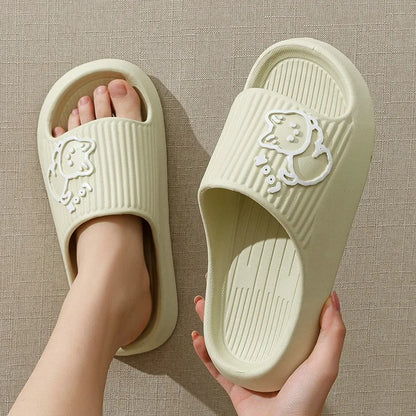 Summer Slippers Bathroom Platform Non-Slip Home Bear Cartoon Flip Flops Beach Women Slipper Sandals Slides Indoor Outdoor 2023