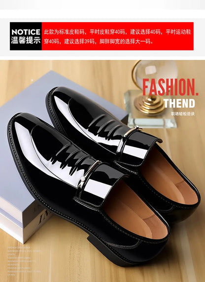 Patent Leather Shoes for Men Business Shoes Casual Point Toe Slip on Loafers for Men Luxury Party Wedding Plus Size Shoes2023