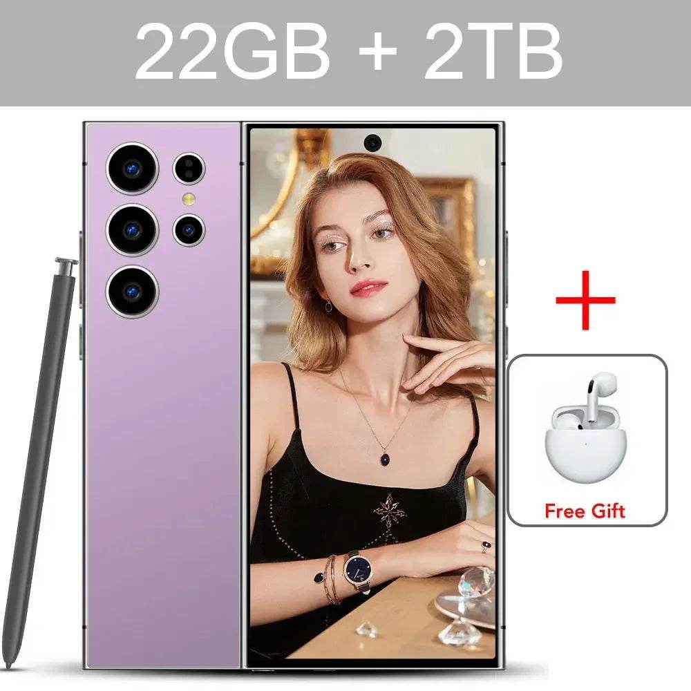 2024 S24 Ultra 7.3HD Global Version Mobile CASE Phones Original Smartphone 5G Dual SIM Android 14 Cell Phone 7800mAh 108MP Cellphones - MarvelouStoree