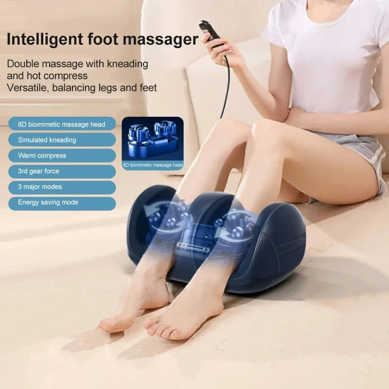 Extra Big Electric Foot Leg Massager Multifunctional Hot Compression Shiatsu Kneading Calf Muscle Deep Relaxed Relief Fatigue