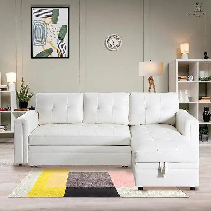 Sofa, Sectional Sleeper Sofa with USB Ports L Shaped Couch Convertible Pull-Out Bed, Ample Storage, Sturdy Construction, Sofa - MarvelouStoree