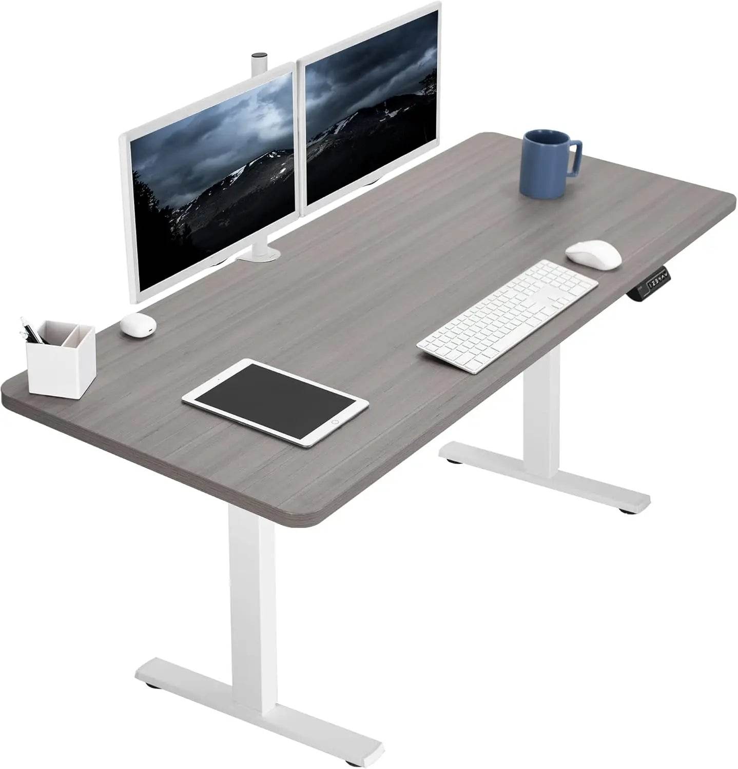 Electric Rustic Standing Desk Workstation, Memory Controller Height Adjustment Particle Board, Steel Computer Standing Desk - MarvelouStoree