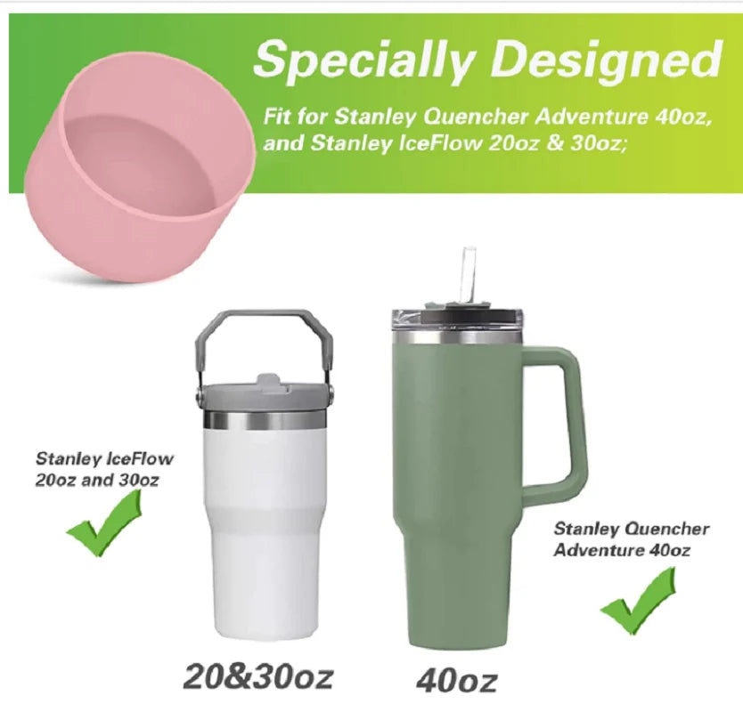 7.5cm Silicone Boot for Stanley 40 oz Quencher Adventure Tumbler Handle Bottom Sleeve for Ice Flow Flip 30oz 20oz Water Bottle