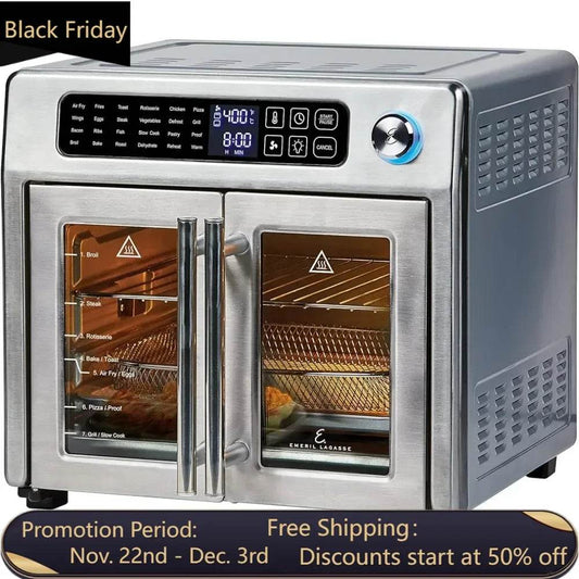 26 QT super large air fryer, convection oven with French door, stainless steel Shipping - MarvelouStoree