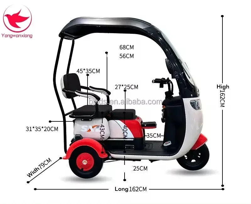 Mobility Scooter Adult Elderly Passenger Electric Tricycle With Roof Disability Mini Small Electric Scooter With Shed 3 Wheels